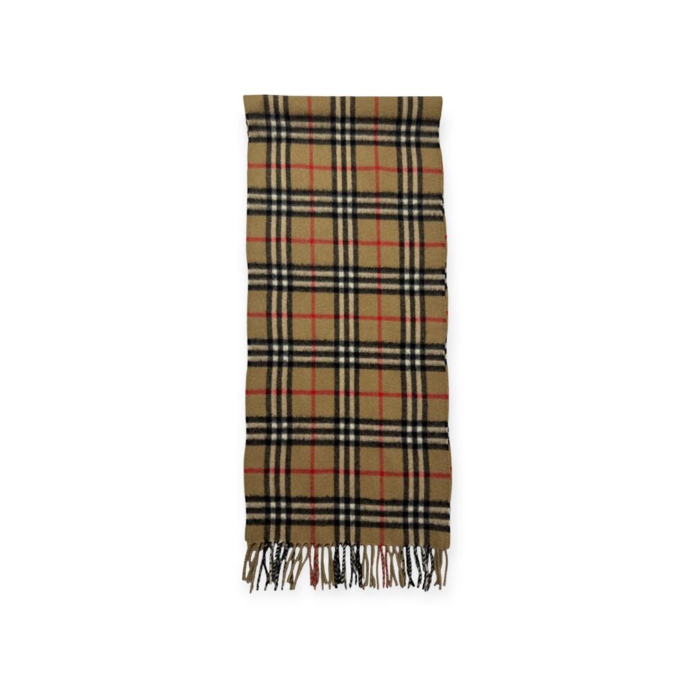 🔴 Vintage Burberrys Scarf Nova Check 100% Cashmere Camel - Picture 4 of 7